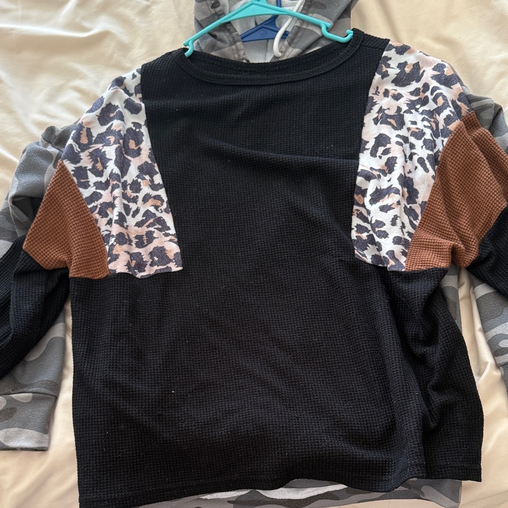 Kids Black and Brown Leopard Print Top